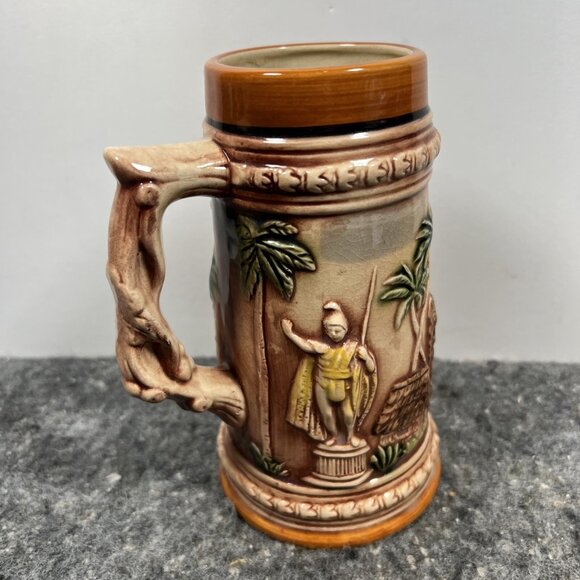 Vintage Japan Glazed Ceramic Hawaii Iolani Palace Beer Stein 7" Tall - Picture 3 of 10